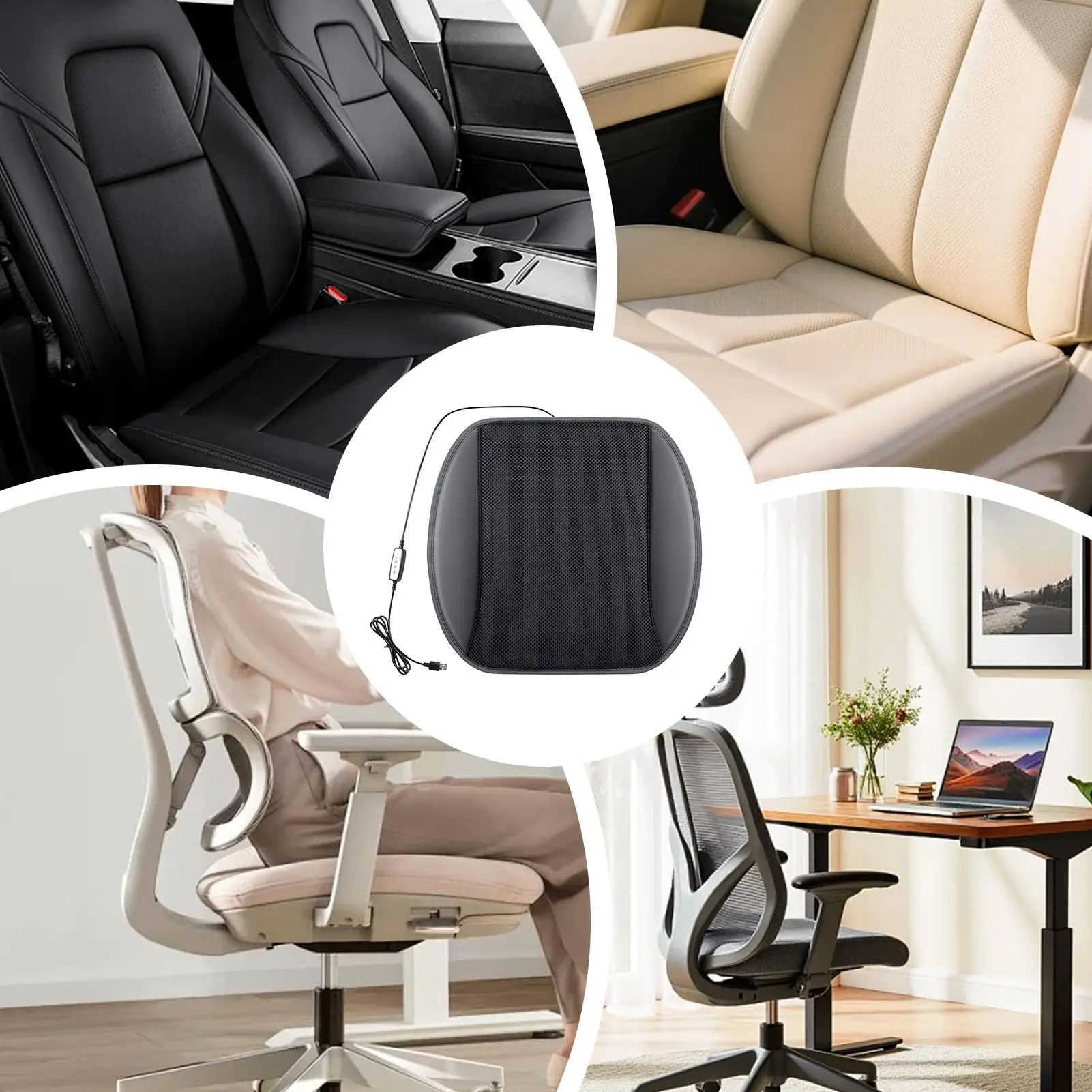 Car Seat Pad Long-Sitting Summer Mat 12V 24V Fan Blowing Car Seat Cushion For Road Trips Commuting Family Outings Camping City