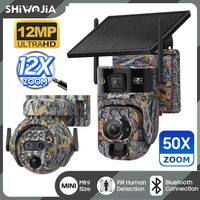 SHIWOJIA 12MP 50X ZOOM Optical 4G Solar Camera Outdoor Camouflage Security Camera Wireless 360° Surveillance No Blind Spots