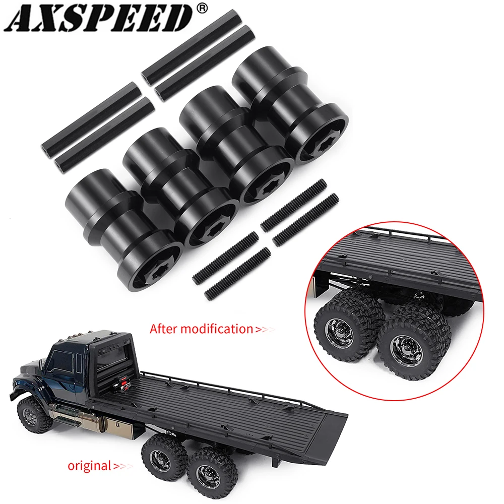 

AXSPEED 4Pcs Aluminum Hex Adapter Single Wheel to Double Wheels Two Axis Transformation for 1/10 TRX6 Hauler T6 G63 Parts