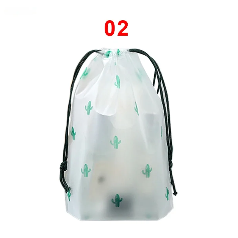 1Pc Portable Transparent Frosted Drawstring Bags Travel Shoes Storage Bags Reusable Waterproof Makeup Pocket Underwear Organizer