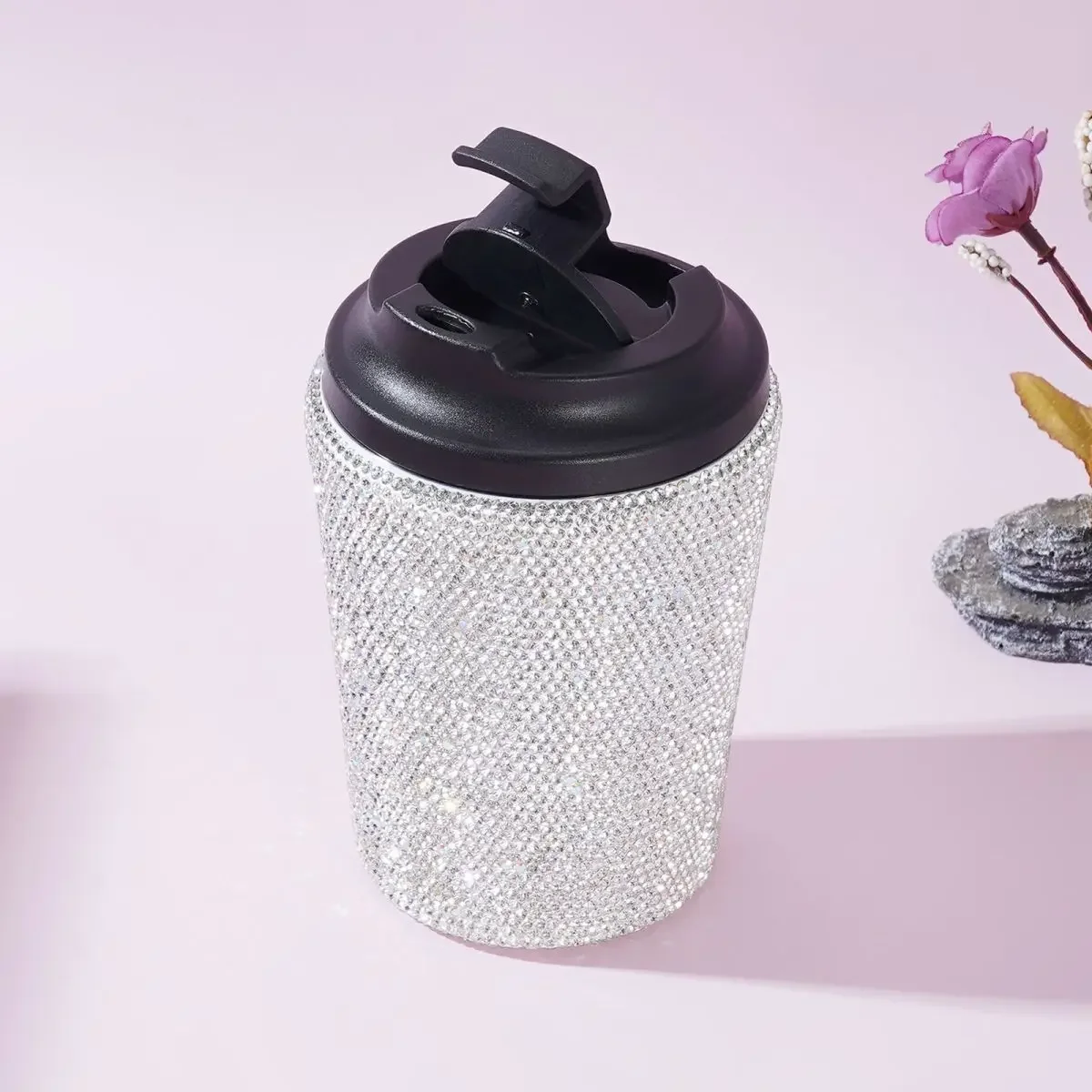 

Luxury Rhinestone 350ml Coffee Mug Portable Stainless Steel Tumbler Vacuum Flasks Car Thermal Cup Bling Thermos Mug Water Bottle
