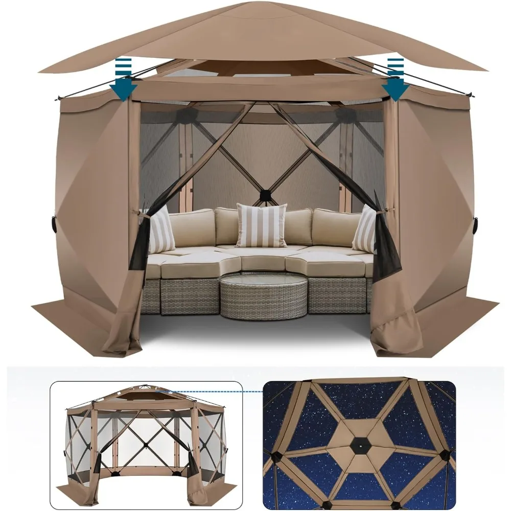 

Всплывающая беседка, палатка-домик с экраном 12x12 для кемпинга, навес для альтанки с мгновенным наблюдением за звездами на открытом воздухе и тентом 2.0, портативный