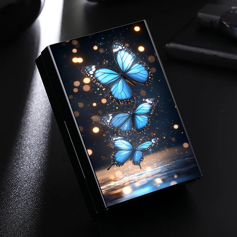 Butterfly Glamorous Aluminum Men\'s Cigarette Case with Exquisite Animal Design - Perfect Gift for Slim Cigarettes, Street Style