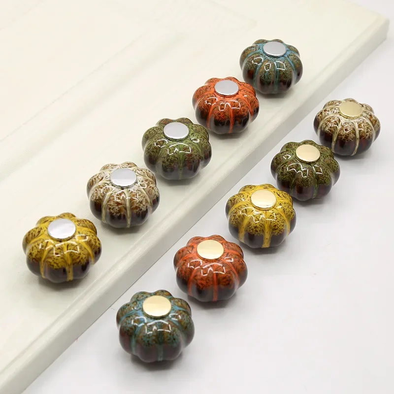 40mm Emerald color antique cabinet door ceramics handle shoe cabinet knobs wardrobe kitchen single hole pulls furniture handles