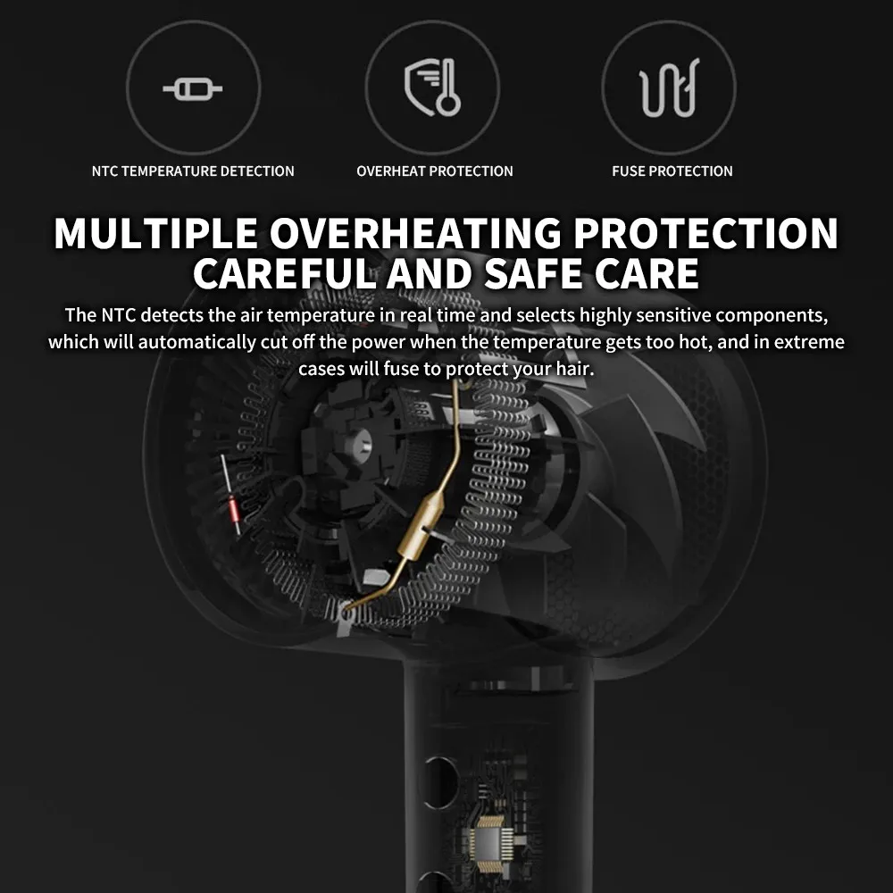 Original MIJIA H300 Ionic Hair Dryer 57℃ Smart Constant Temp 50‑Million‑Ion Quick Dry Lightweight Blow Dryer For Home Travel Use
