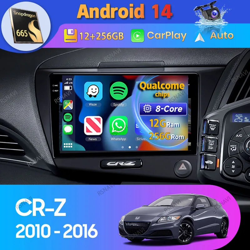 

Android 14 Carplay Auto For Honda CR-Z 1 CRZ RHD 2010 - 2016 Car Radio GPS Navigation WIFI+4G Video Player Stereo Head Unit 2Din