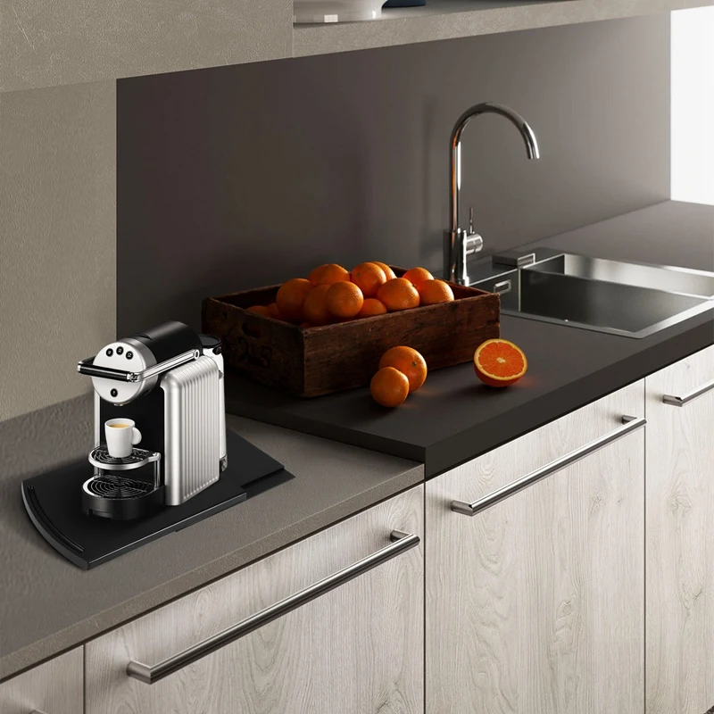 Kitchen Sink Sliding Coffee Tray Mat, Under-Cabinet Equipment Coffee Machine Toaster Countertop Storage Moving Slider-Base Slidi