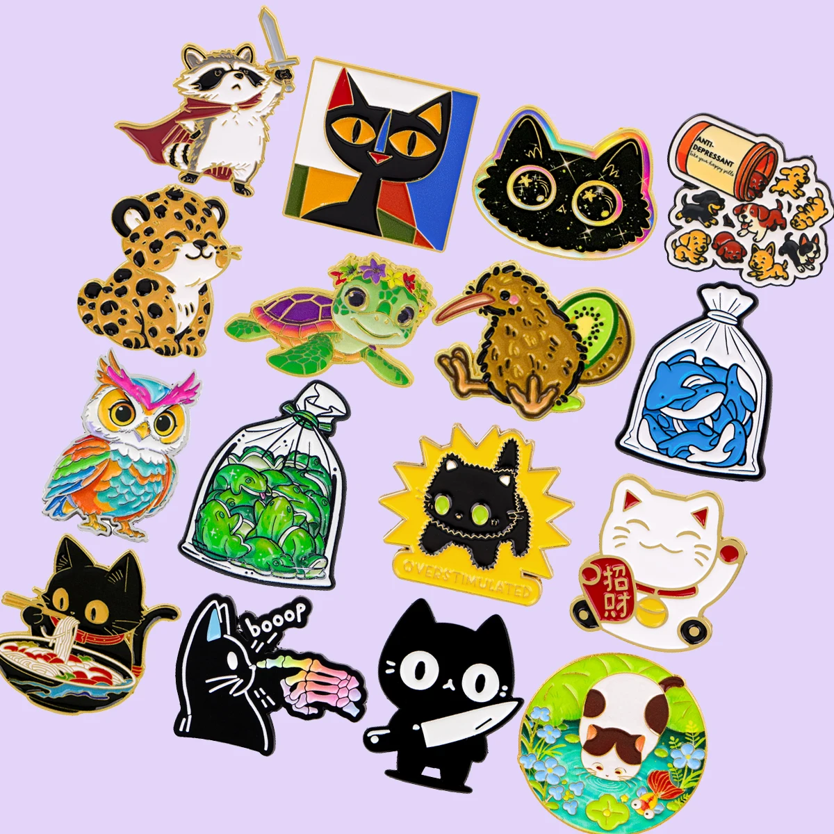 

Kiwi Bird Enamel Pin Ramen Cat Brooches For Lapel Pins Badge on Backpack Clothing Accessories Fashion Jewelry Gifts for Friends