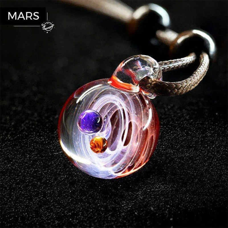 Handcrafted Universe Necklace for Men Starry Sky Cosmic Element Glass Pendant Women Jewelry Accessories Gifts