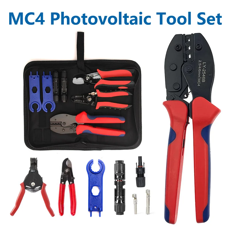 

SN-2546B Solar PV Panel Crimping Tool Kit with Spanner Wrench Crimper Stripper Solar connectors for 2.5/4/6mm2(14-10AWG)