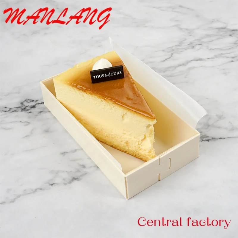 Custom  Disposable Takeaway Wooden Sushi Catering Box Pastry Dessert Bakery Tiramisu Cake Veneer Cheese Food Container Packaging