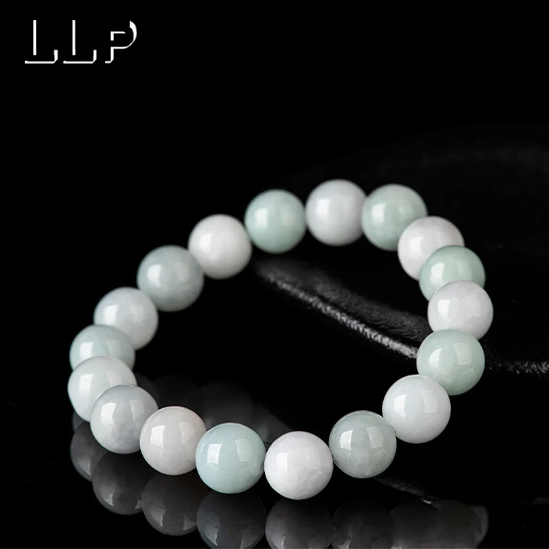 Natural A-Grade Jade Round Bead Bracelet Ice-Type Transparent Jade A Gift Accessory For Attracting Wealth And Good Fortune