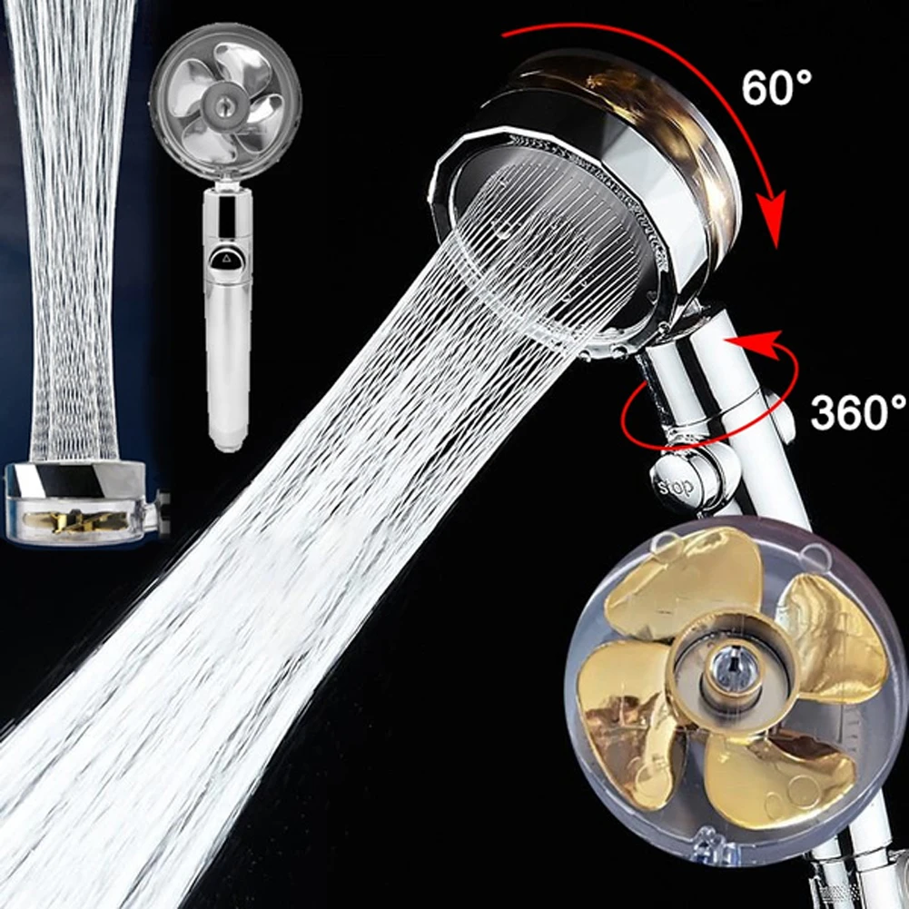 Pressurized Nozzle Turbo Shower Head One-Key Stop Water Saving High Pressure Shower Head Magic Water Line Bathroom Accessor