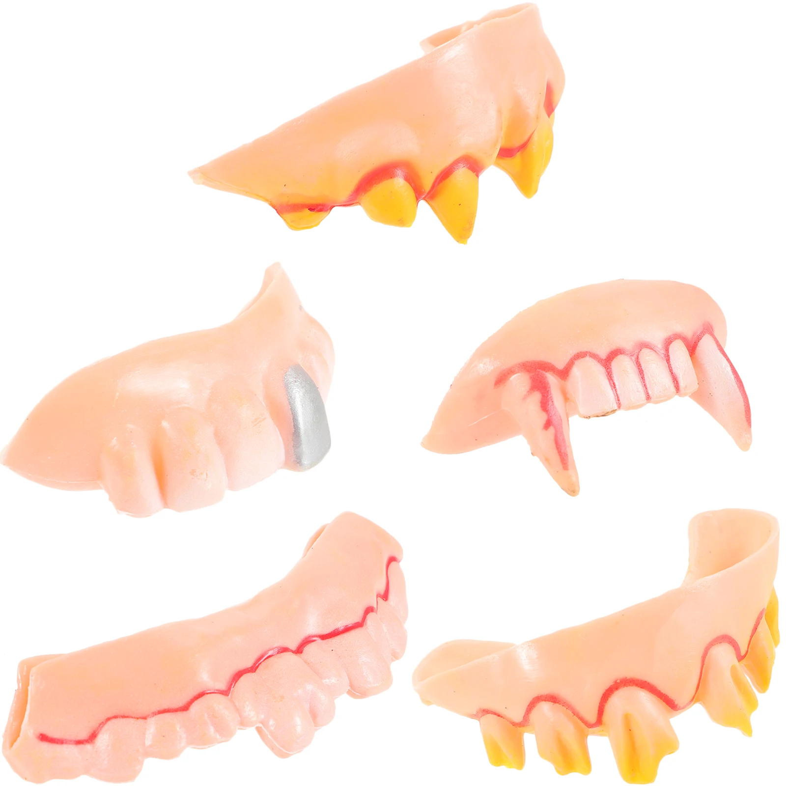 

5 Pcs False Teeth Funny Wacky Artificial Teeth Toy for Halloween Easter Masquerade Dentures One Size Plastic Random