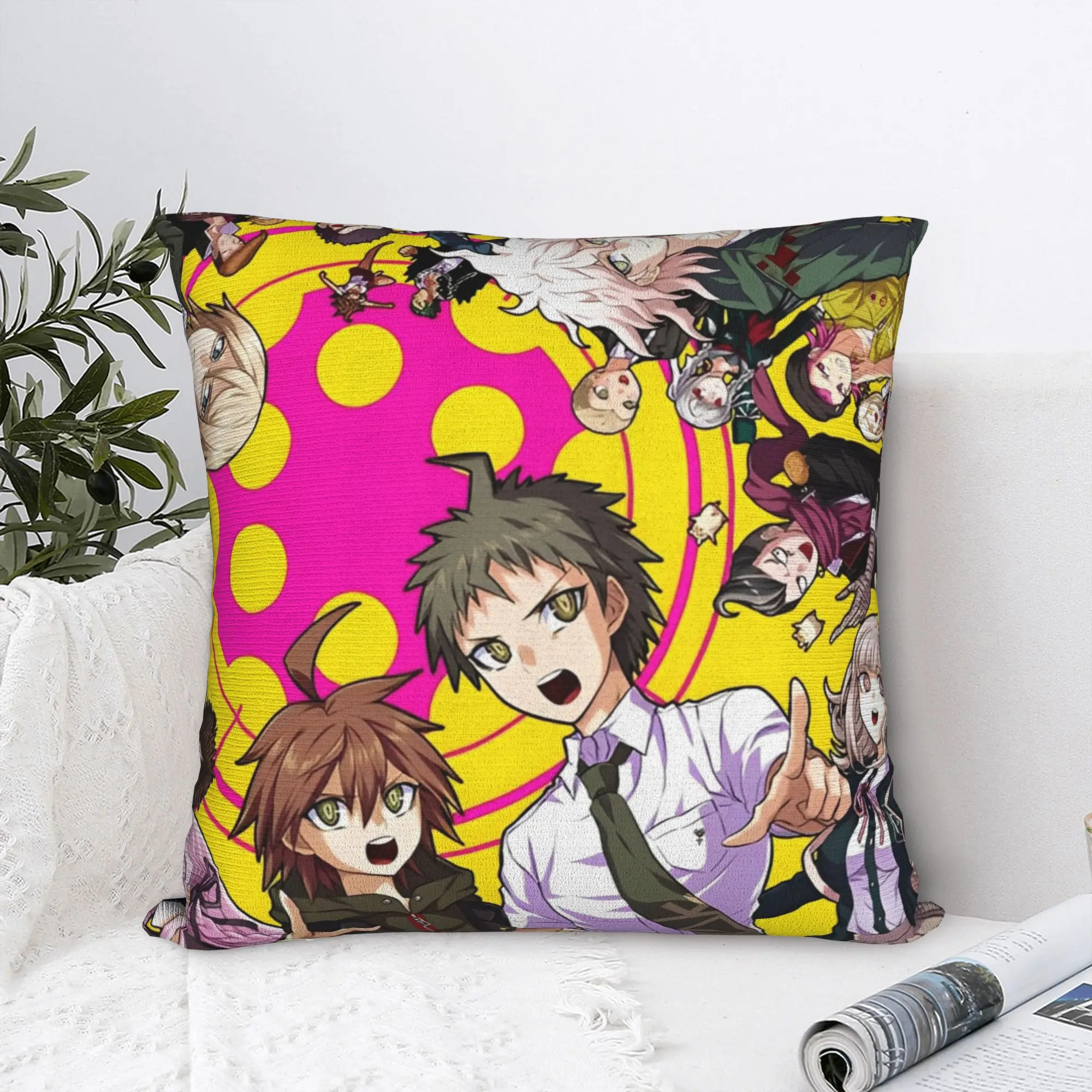 Danganronpa انمي ياباني وسادة غطاء ميرش الطباعة غطاء الوسادة زينة رمي كيس وسادة غطاء المنزل أحجام متعددة