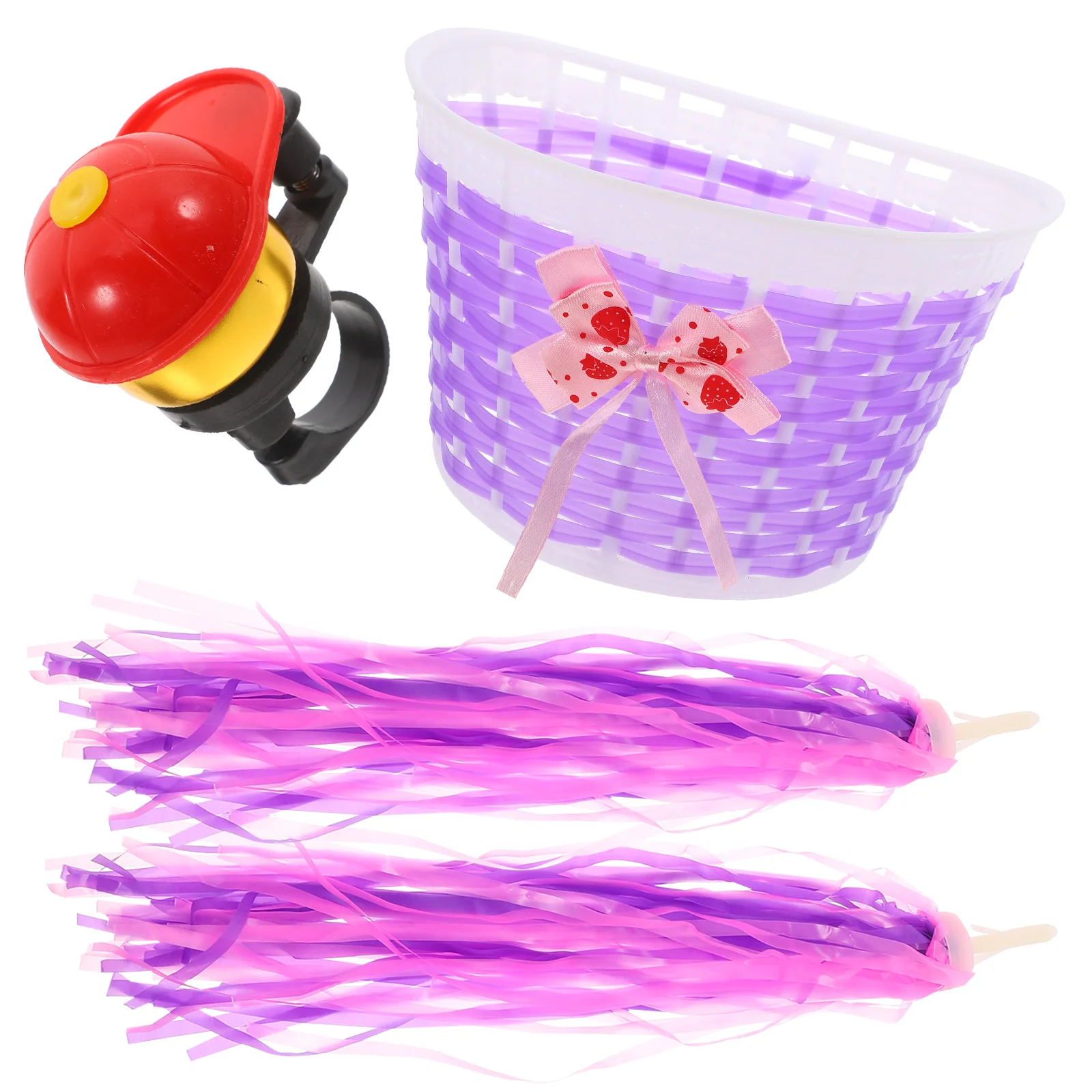 

Bicycle Scooter Set Kids Bike Accessories Handlebar Streamers Bells Basket Durable Fits Childrens Bikes Scooters Storage