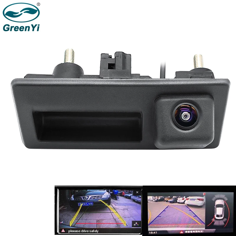 GreenYi RCD330 Car Trunk Handle Rear view Camera For Audi VW Passat Golf Tiguan Jetta MIB Support Steering Wheel Trajectory Line