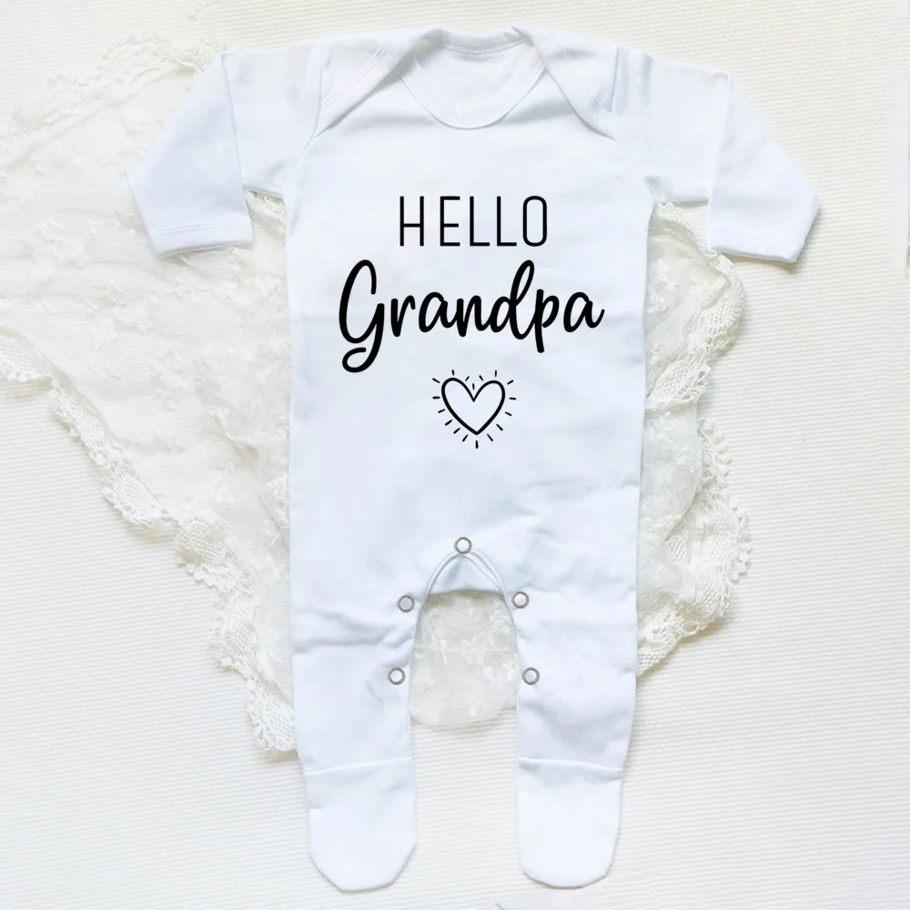 Hello Mommy Daddy Aunt Uncle Print Baby Babygrow Sleepsuit Vest Bodysuit Newborn Coming Home Hospital Clothes Infant Shower Gift