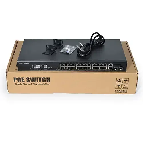 SDAPO PSE2624GSR-AI POE Switch 24 Ports 100M POE Switch AI watchdog anti-thunder 4KV poe switch with SFP
