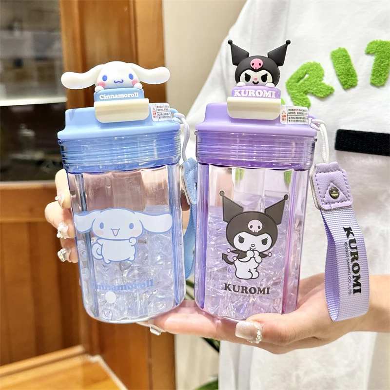 

520ml Sanrio Large Capacity Water Bottle Cinnamoroll Kuromi My Melody Portable Water Cup 2024 Summer Coffee Cup Gift