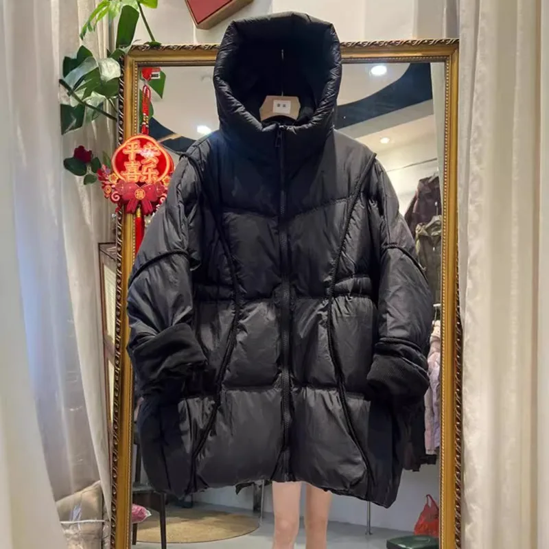 Luxury Women's Clothing New Down Jacket Mid-length Puffer Jacket Fashionable Korean Style Plus Size Loose Fit Thickened
