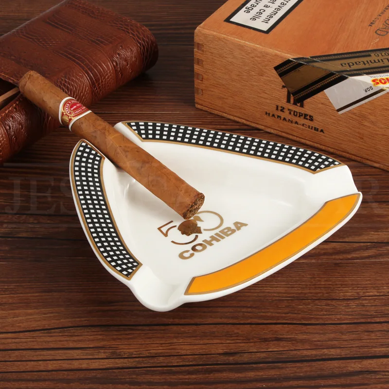 

Gadgets Cigarette Ashtrays Holder Home Portable Ceramic Tobacco 3 Cigars