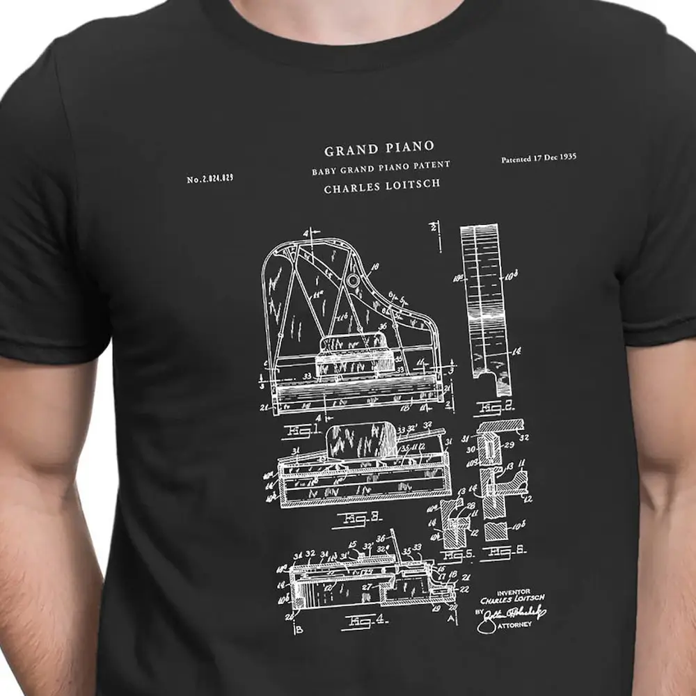 Piano Patent T Shirt Musician S Classical Music Pt71