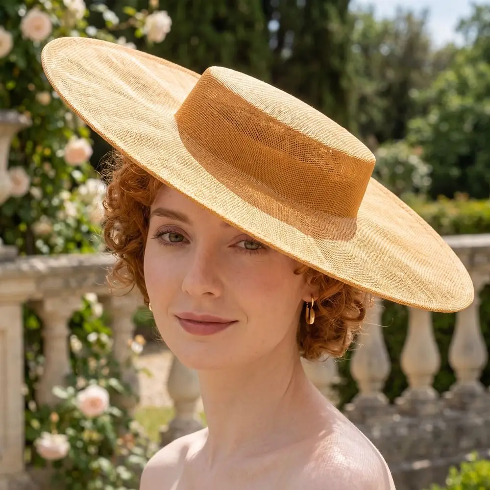 Elegant Solid Color Fascinator Base Wide Brim Headpiece Vintage Fascinator Hat Multiple Colors Formal Hat Mesh Hat Lady