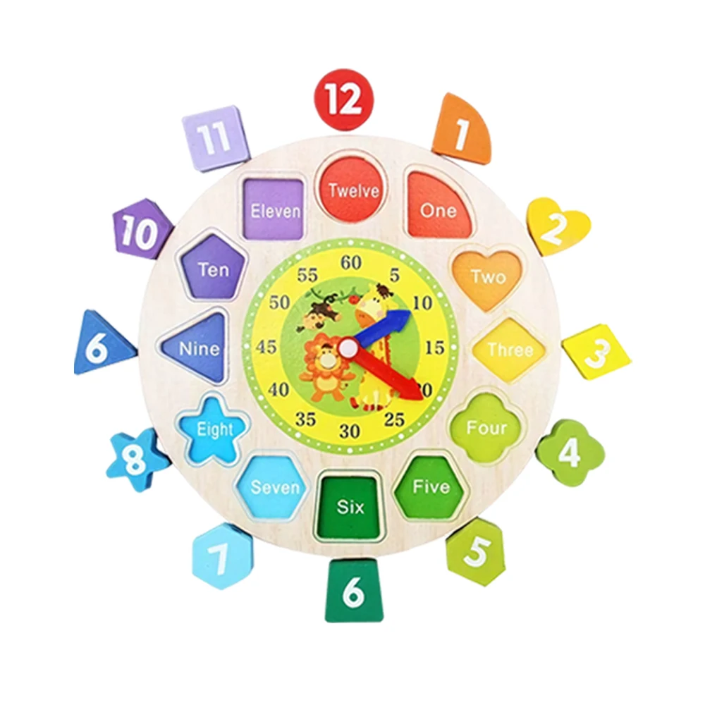 Horloge à blocs en bois, appairage numérique, réveil, jouets éducatifs à enfiler