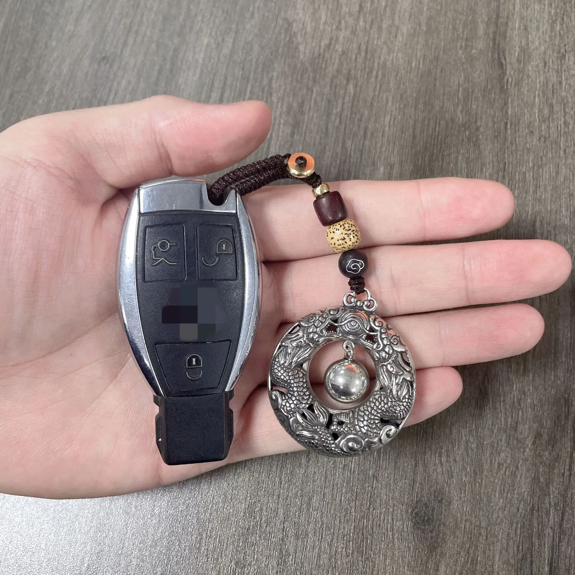 Vintage Relief Double Dragons Playing Beads Keychain Men Gift 2024 Zodiac Blessing Amulet Car Pendant Male Lucky Key Chain - Image 5