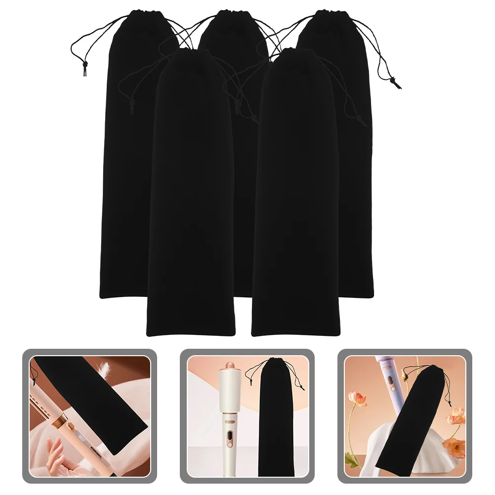 

5pcs Curling Iron Storage Bag Drawstring Pouch For Travel Hotel Bathroom Organization Hair Styling Tool Carrier Sundry Bag