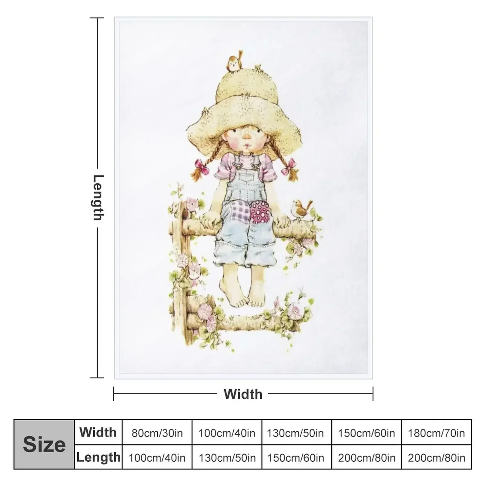 Sarah Kay - Girl sitting on a fence with birds Throw Blanket couch cozy soft plush fuzzy picnic outdoor blanket