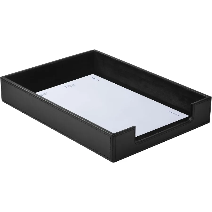 صينية رسائل من جلد البولي يوريثان لمنظم سطح المكتب - حل تخزين مستندات التحميل الأمامي مع حامل ورق A4 ومجلة Fi #2