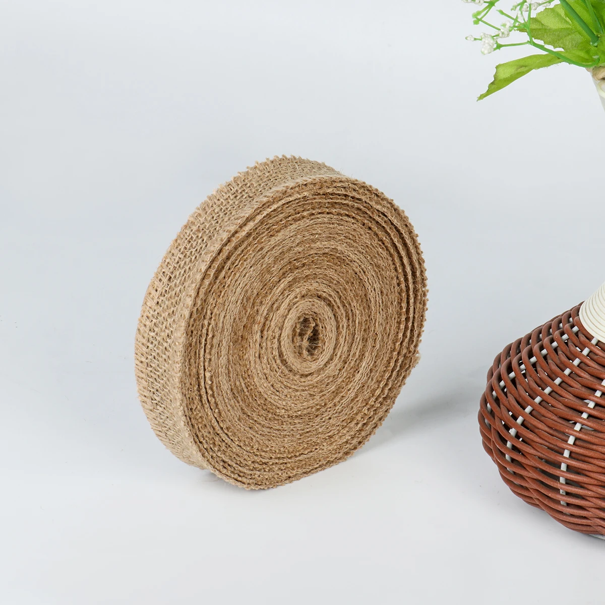 10M Natural Hessian Burlap Roll Fabric Rustic Pure Jute Tape Ribbon Trims Bow DIY Making 2.5cm Wide