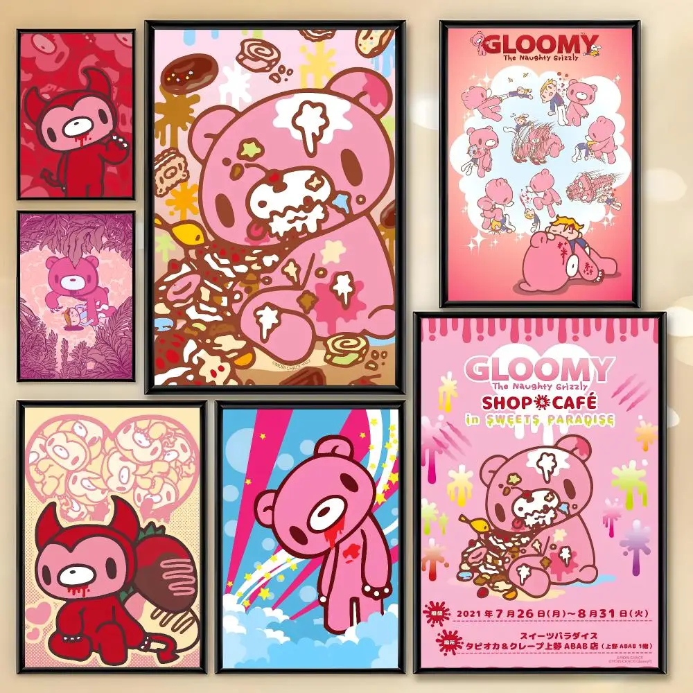 Cartoon G-Gloomy Bear Poster HD Art Sticky Wall Room Decor Home Waterproof Home Living Bar Aesthetic Decoration