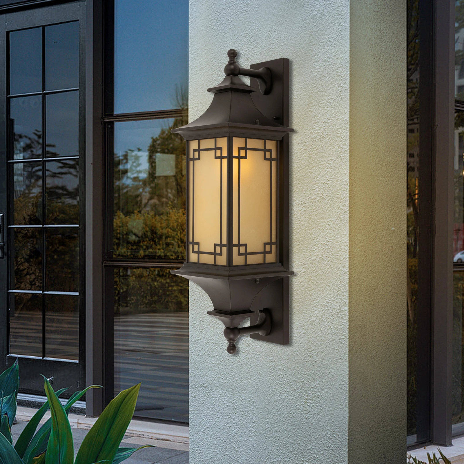 Outdoor Lamp Retro Waterproof Outdoor Wall Lamp Black Wall Lamp Cast Aluminum and Glass Wall Lamp Balcony Fence Garden Lamp