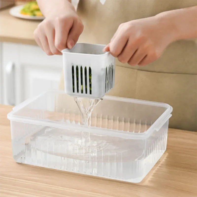 Refrigerator Storage Box 4/6 Compartment Food Vegetable and Fruit Storage Box Fridge Organiser Kitchen Storage Container