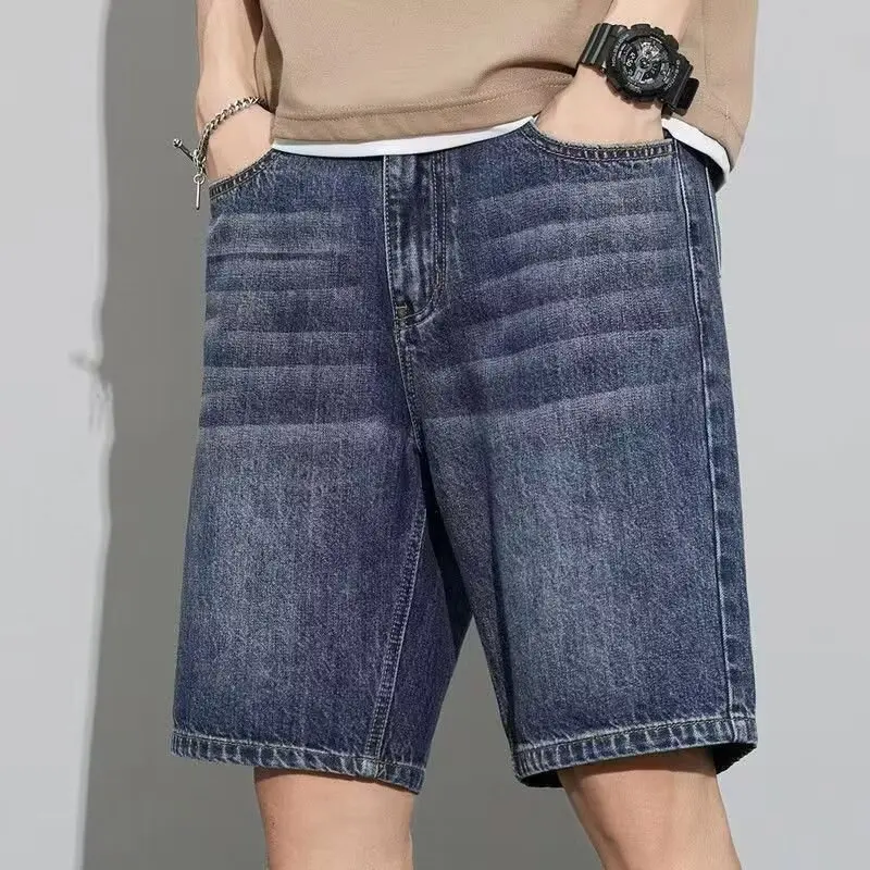 

Mens Summer Casual Denim Shorts Loose Straight Knee Length Washed Lightweight Breathable Outdoor Daily Wear Shorts