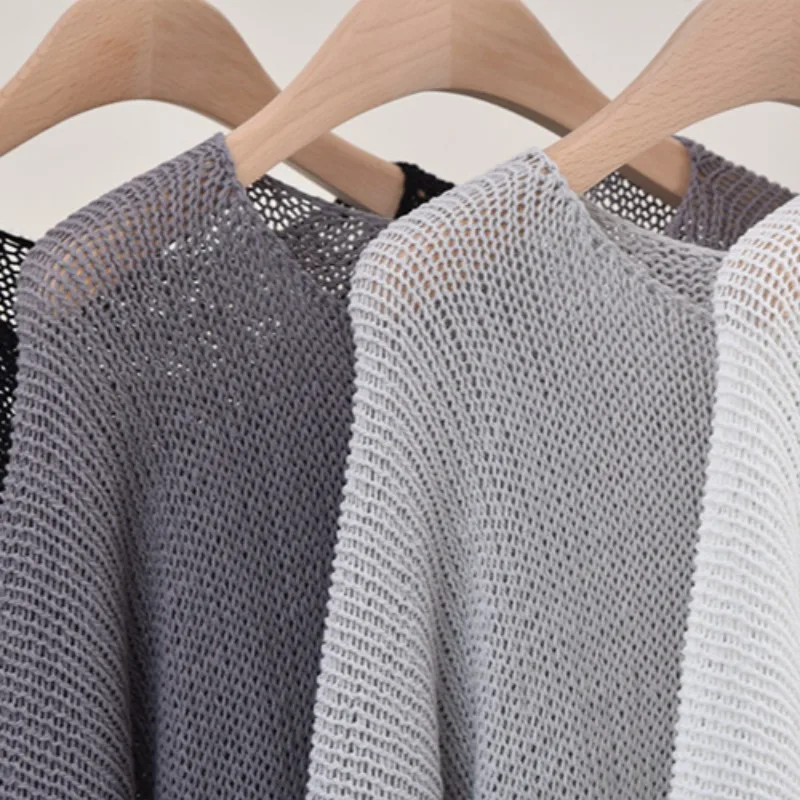 ฤดูใบไม้ผลิและฤดูร้อนถักเสื้อกันหนาว Slack และ Hollow Top หลวมเสื้ออเนกประสงค์สําหรับผู้หญิง