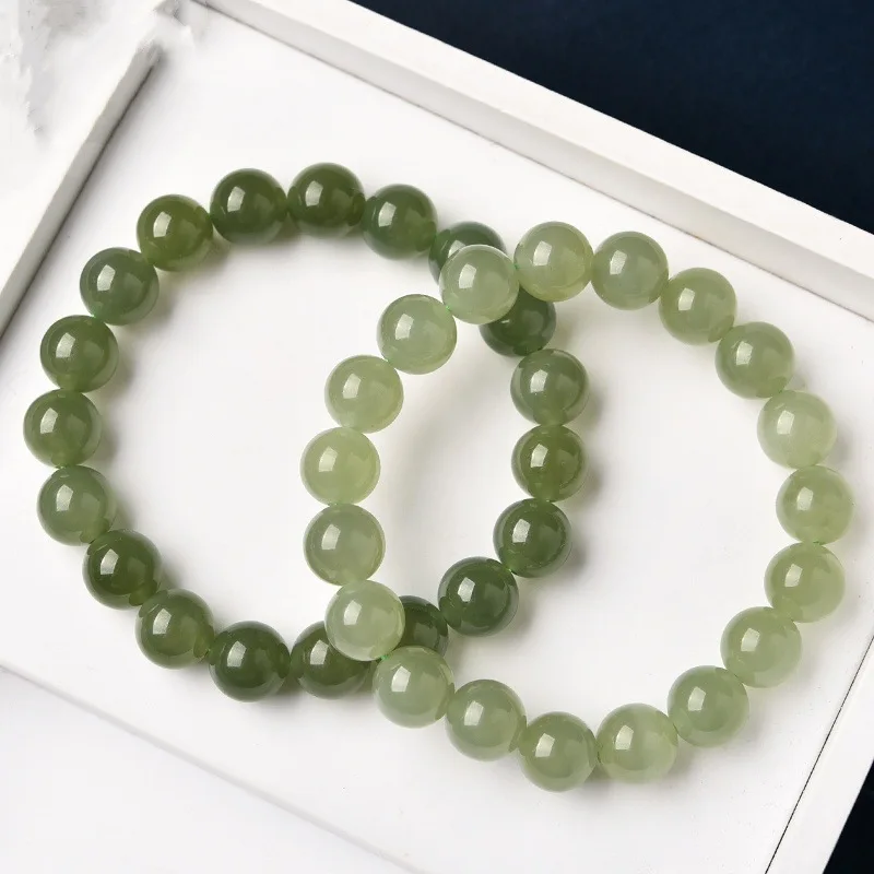 

Ювелирные изделия из натурального нефрита Хэтянь, нефрита, круглый браслет из бисера для мужчин и женщин