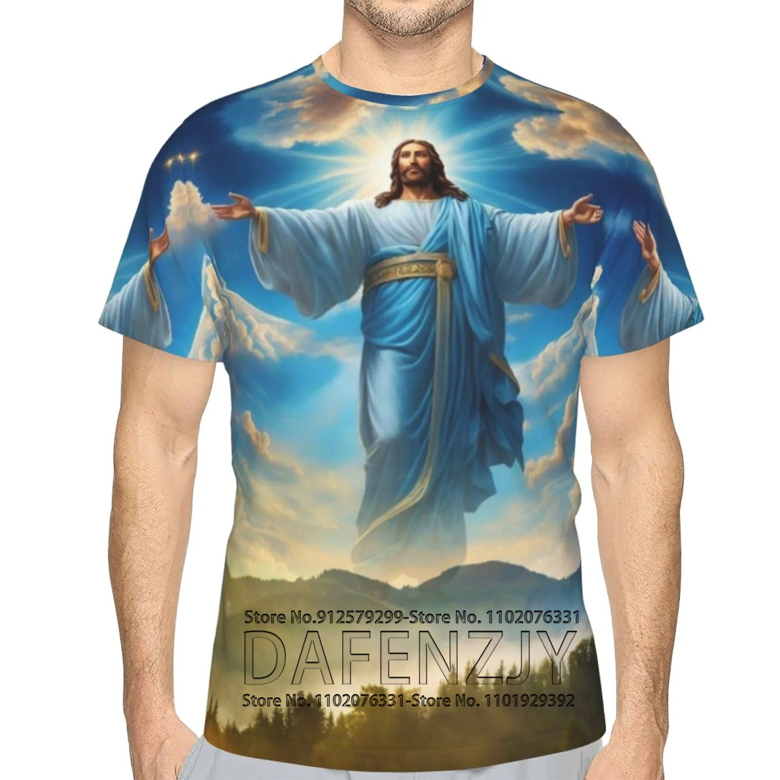 

Fashion Jesus Print T Shirt For Men Street Trend Short Sleeves Top Summer Oversized T-Shirt Y2k Clothes Casual O-neck Sweatshirt