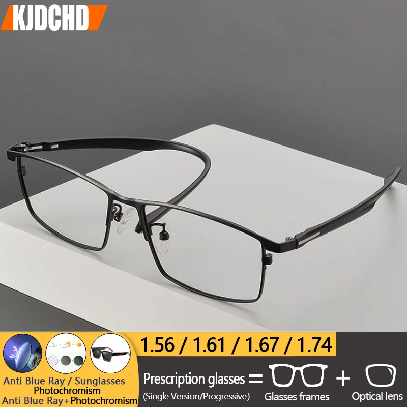 

KJDCHD Progressive Prescription Glasses Men Multifocal Full Rim Eyeglasses Male Optical Myopia Hyperopia Spectacles Custom Lens