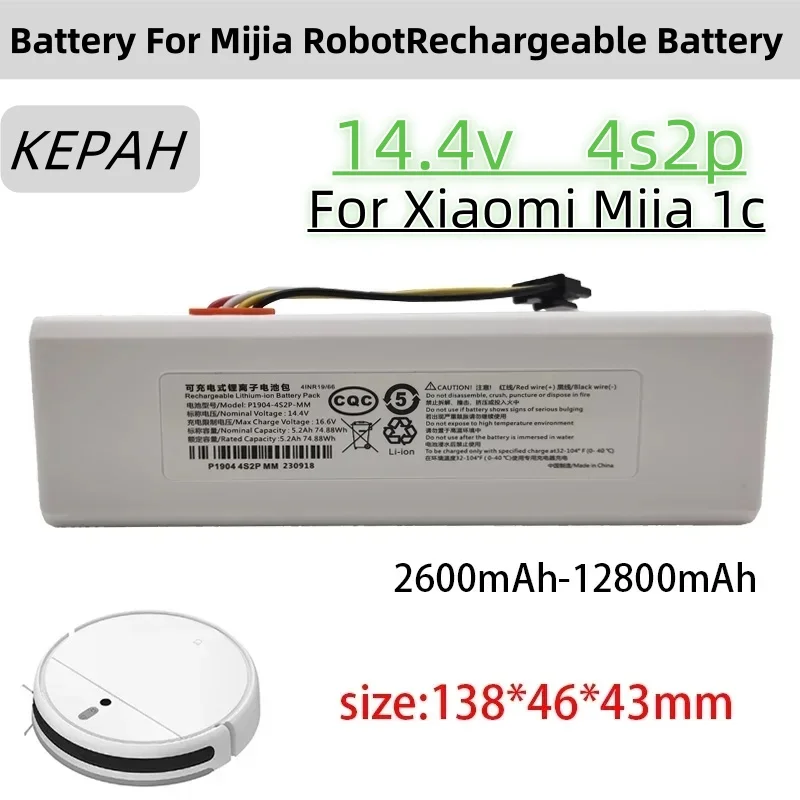 14.4V 12800Mah P1904-4S1P-MM Xiaomi Mi Jia 1C STYTJ01ZHM Robot Vacuum Cleaner Accessories Original Part battery for stytj01zhm