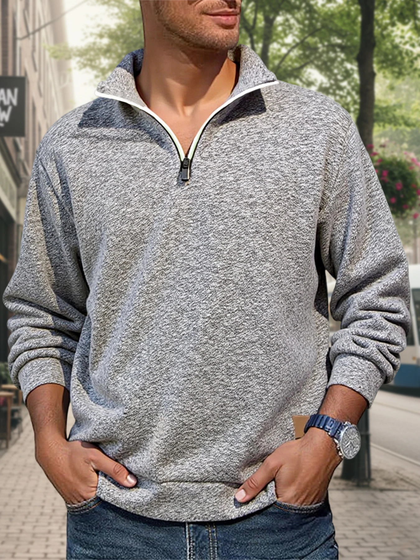 Spring Autumn Men's Stand Collar Half Zipper Pullovers Long Sleeve Sweatshirts Men Casual Pullovers Sportswear Top Male Clothing