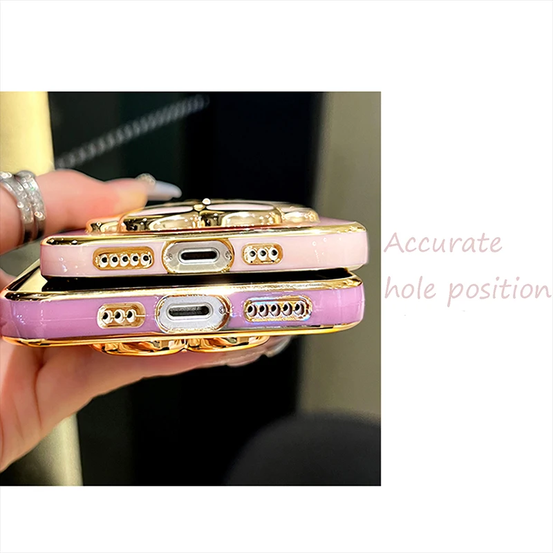 A 79 Flower Strap Rabbit Makeup Mirror Phone Holder Case On For Oppo A79 A2 5G OppoA79 Girl Woman Stand Cover