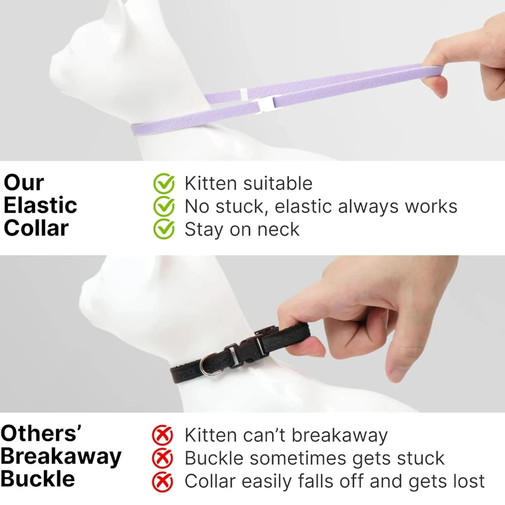 Fashion Safety Cat Collar Stretch Elastic Collars - Light Weight for Kitten, Neck for All Small Large Cat,Puppy Pet Accessories view 5