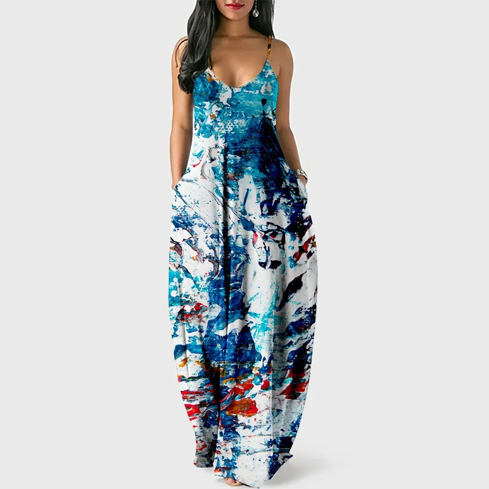 Abito lungo da donna con pullover Abito con bretelle senza maniche alla moda Gonna di alta qualità con stampa verde di lusso