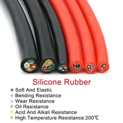 Cable de goma de silicona multinúcleo ultrasuave 2 3 4 6 núcleos Rojo Negro 0,3 mm2 ~ 6 mm2 Cable de cobre aislado Flexible de alta temperatura
