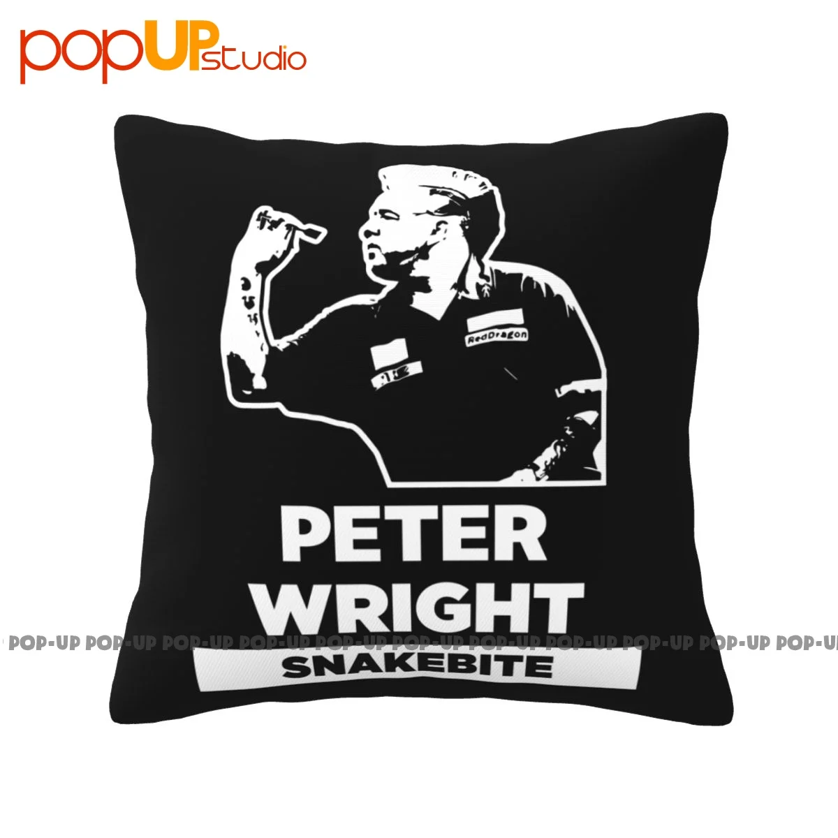 Square Snakebite Peter Wright Darts World Champs 2019 Unofficial Pillowcase Throw Pillow Cover Super Soft