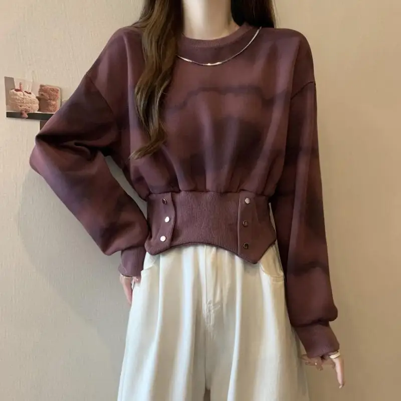 Retro Tie-dye damessweatshirts Koreaanse kleding Casual Sport Y2k-stijl Jaren '90 Vintage Goedkope hoge kwaliteit Emo Vrouwelijke trui Top